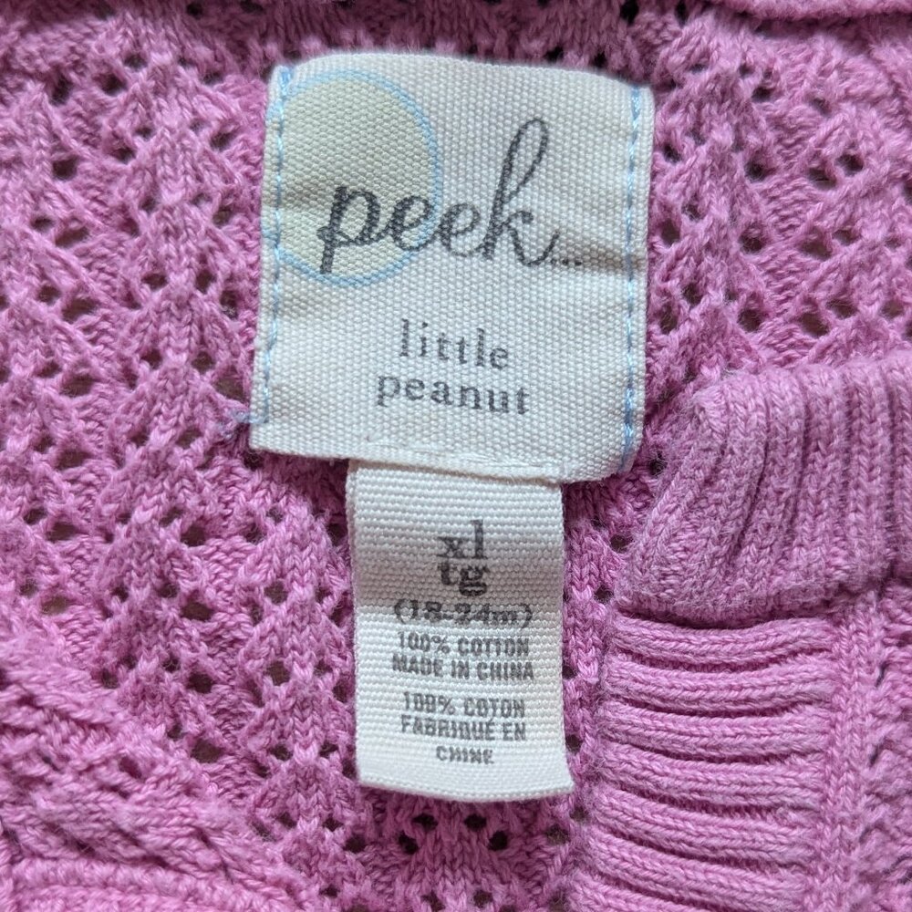 Peek Little Peanut Pink Pointelle Button Up Cardigan - Size 18-24M - Picture 5 of 6
